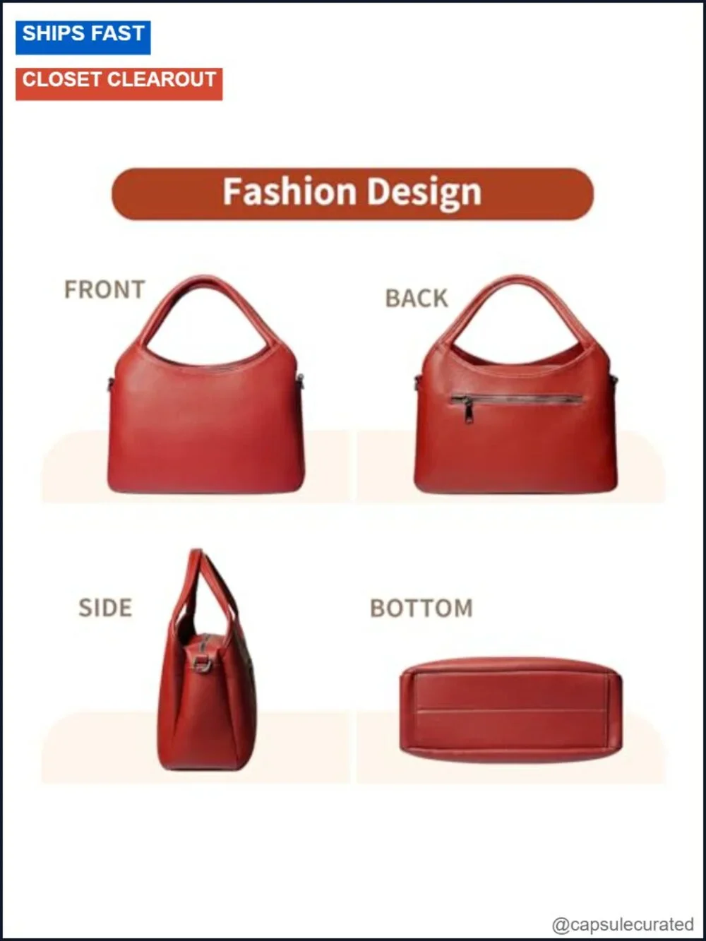 Vegan Leather Satchel Tote with Strap, Premium Faux Leather Handbag, Work Daily